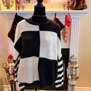 Cato Black and White Colorblock Sweater
